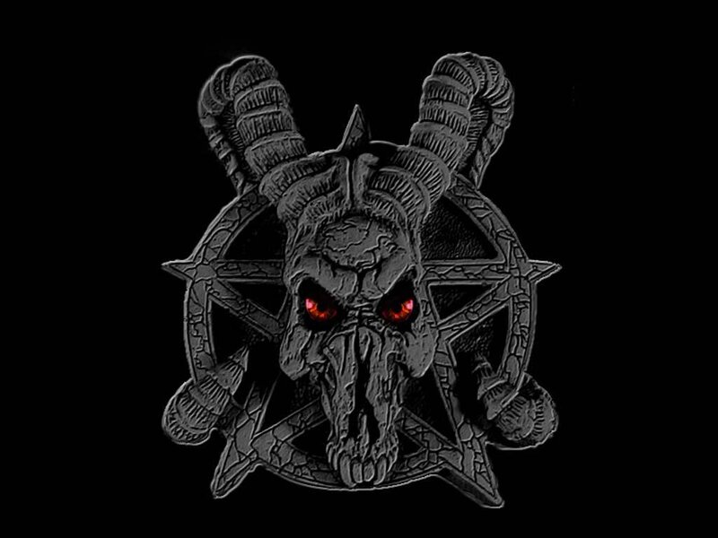 demon skull with pentagram