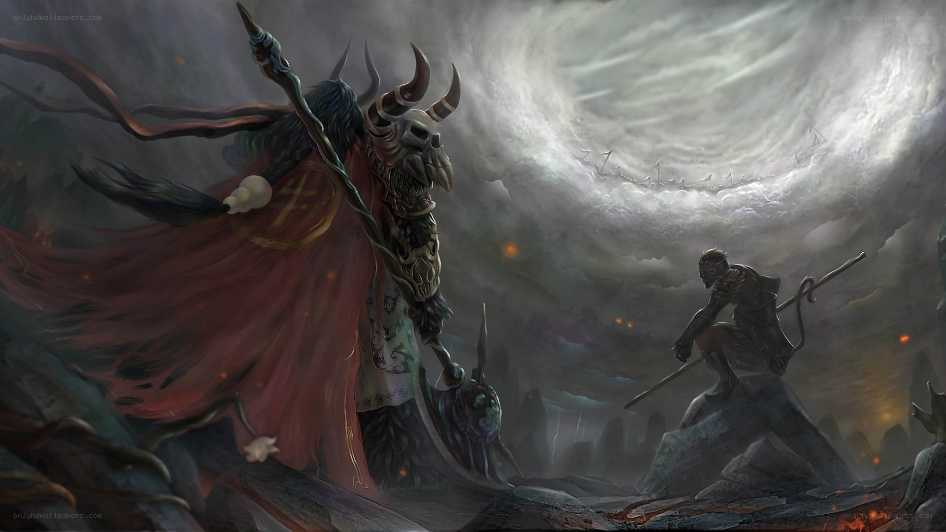 Demon vs warrior in dark realm