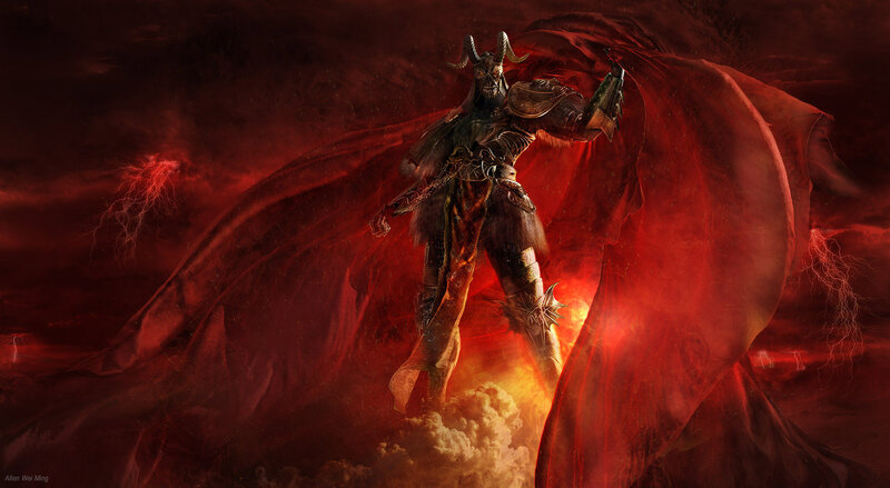Demon Warrior in Red Cape