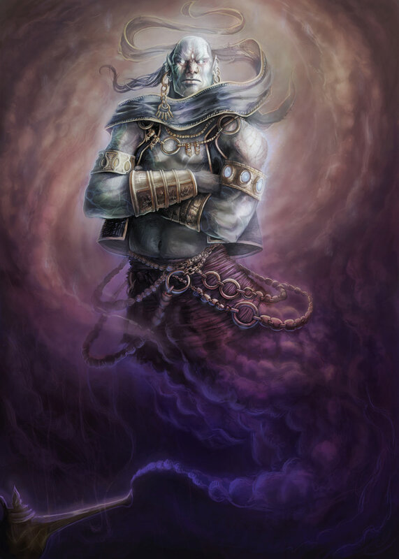 demon warrior in swirling mist