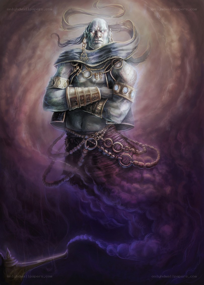 demon warrior in swirling mist