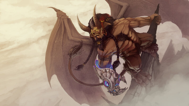 demon warrior in the clouds