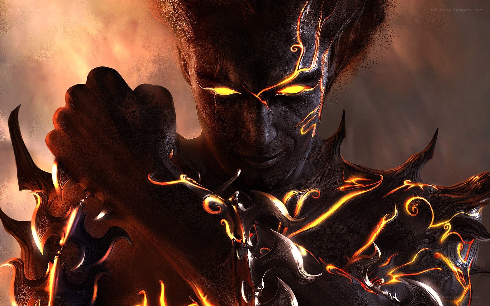 demon warrior with glowing eyes