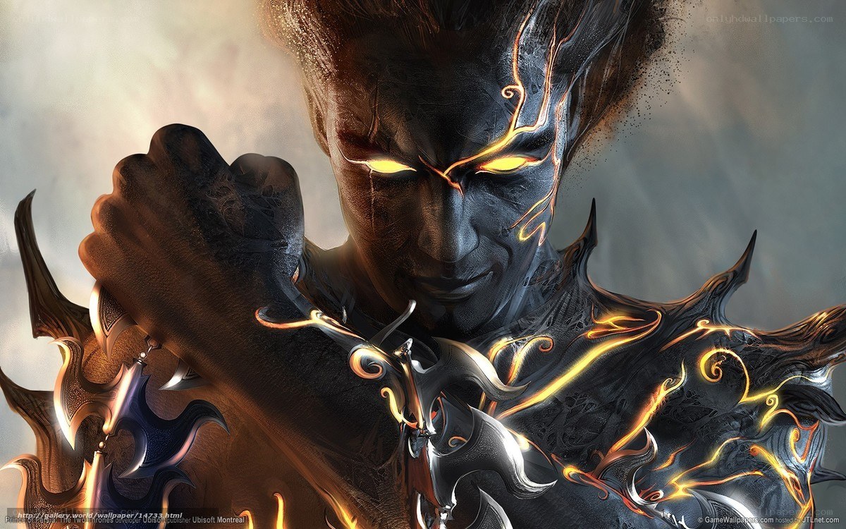 demon warrior with glowing eyes
