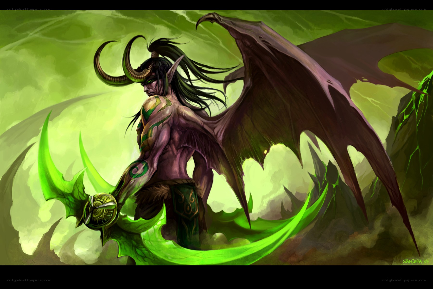 Demon warrior with green energy