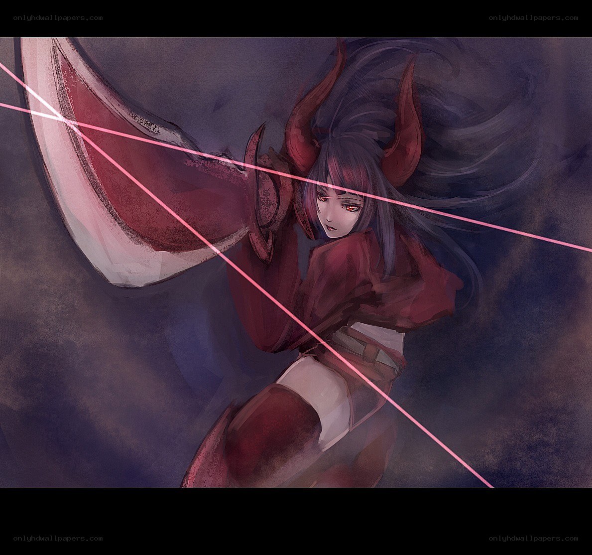 Demon warrior with red eyes