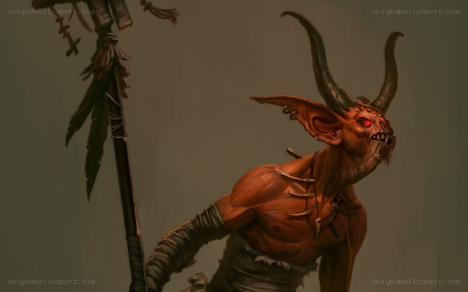 demon warrior with staff