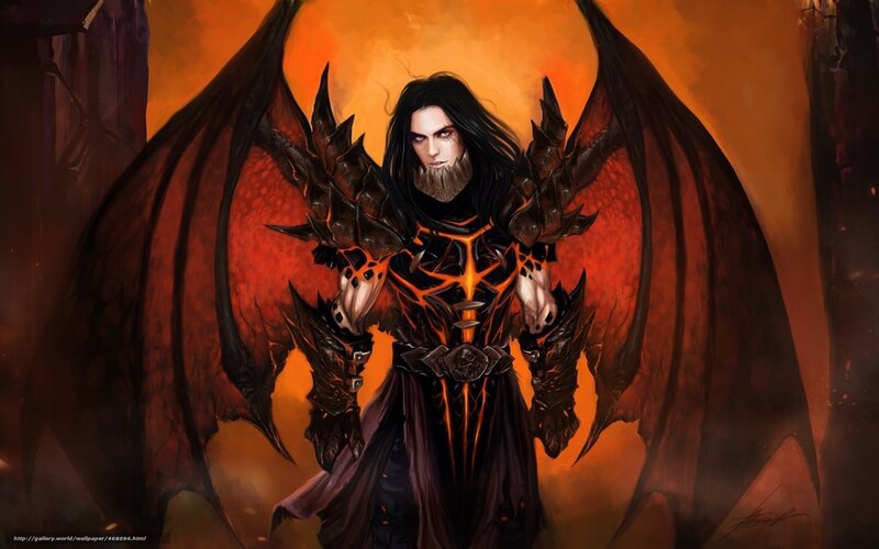 Demon Warrior with Wings — Orange, Dramatic
