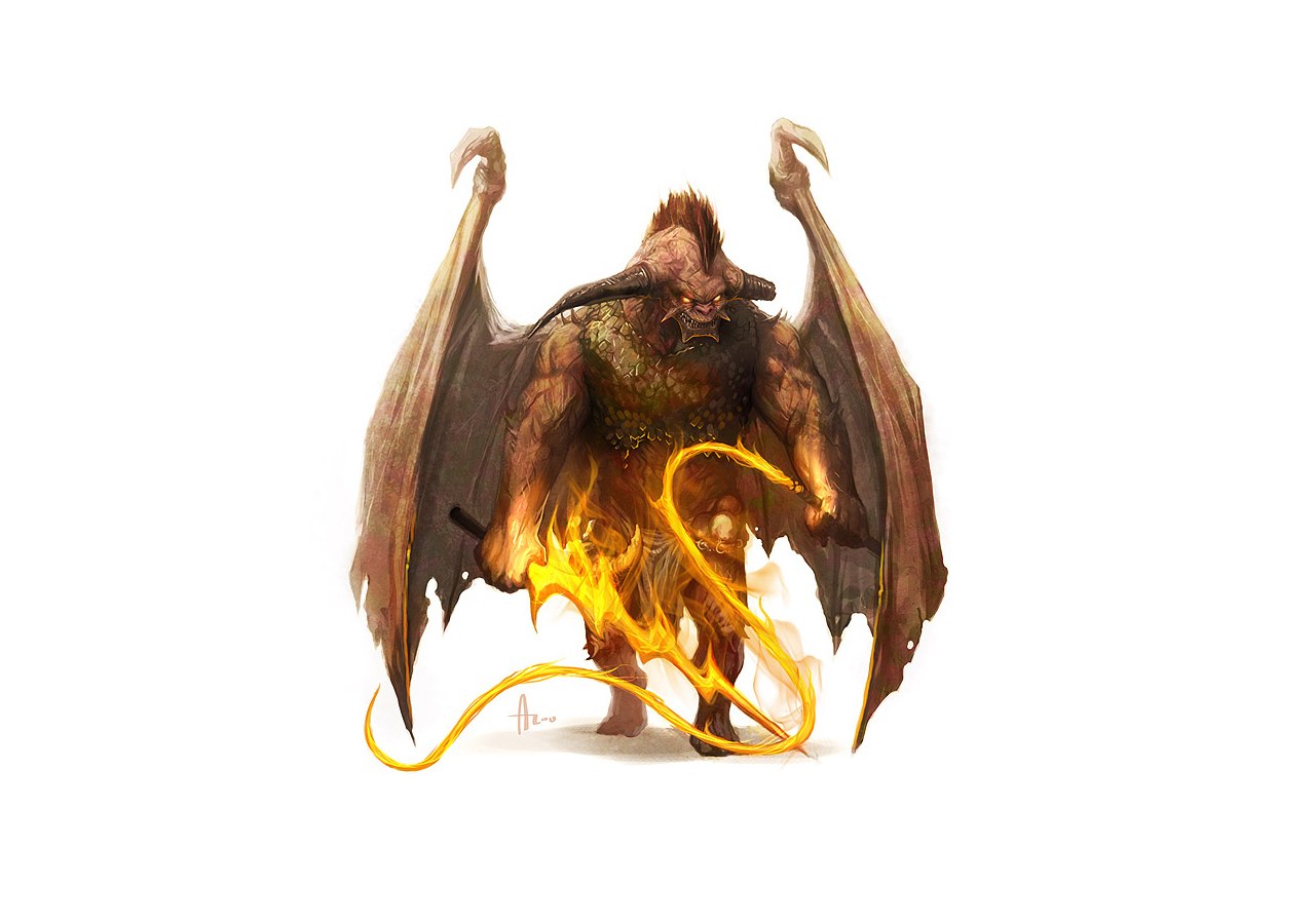 Demon with fiery whip