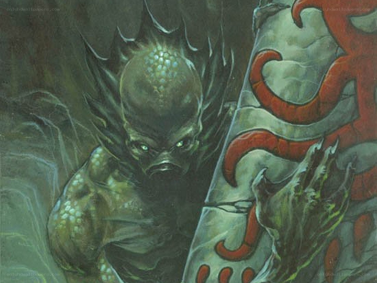 demon with glowing eyes