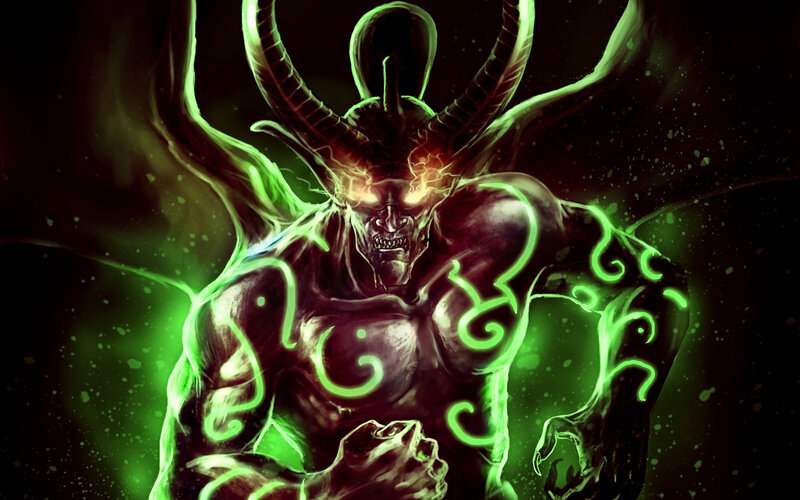 Demon with Glowing Green Energy — Dramatic, Menacing
