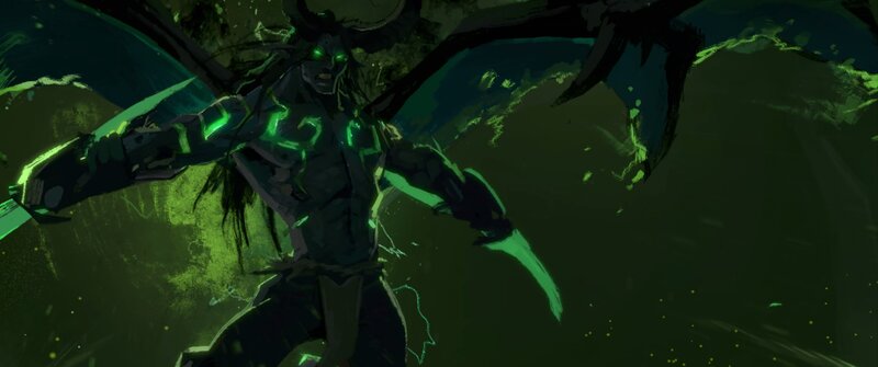 Demon with Glowing Green Runes