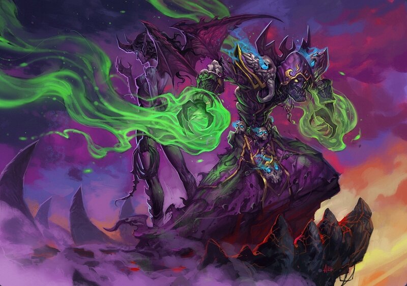 Demon with Green Energy — Purple, Dark, Dramatic