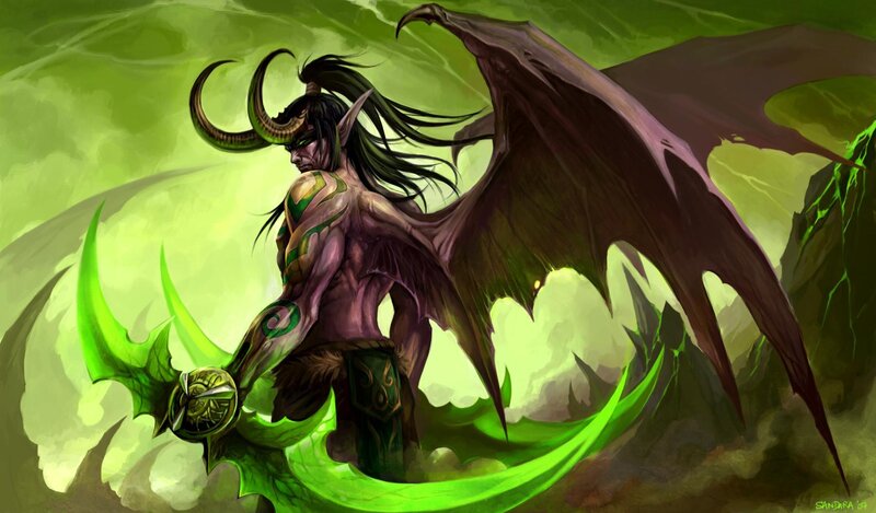 Demon with green wings
