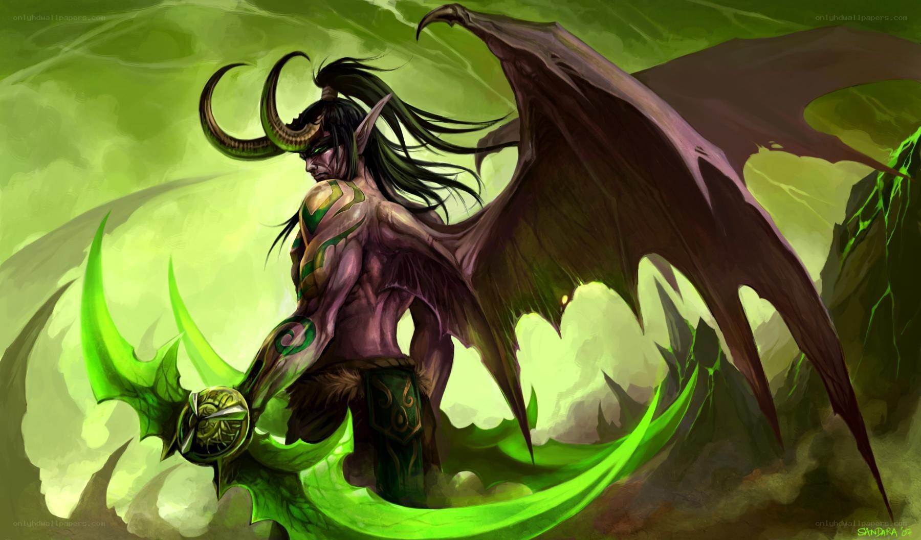 Demon with green wings