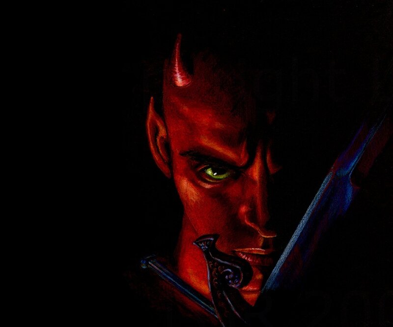 Demon with Horns and Sword