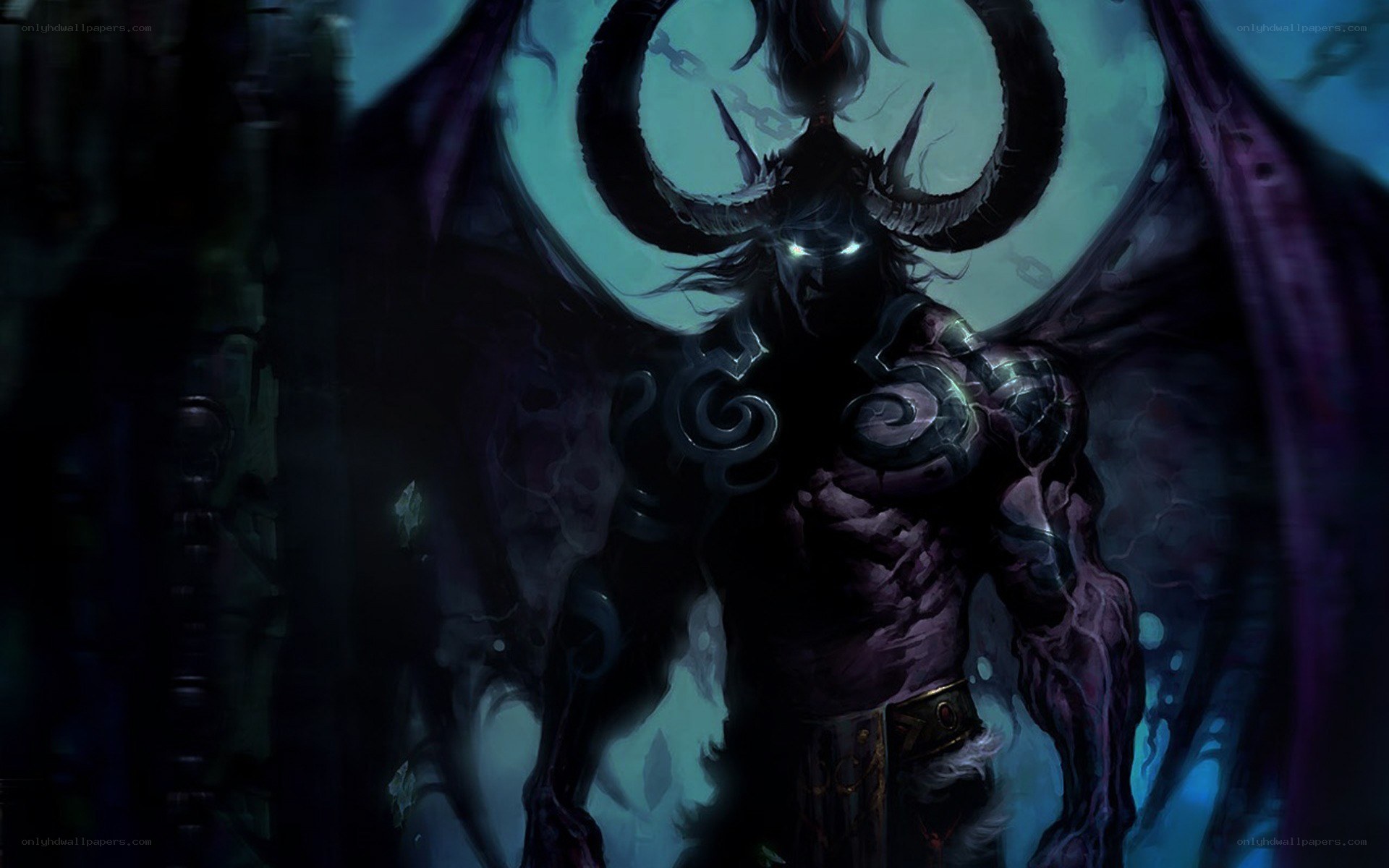 demon with horns and wings