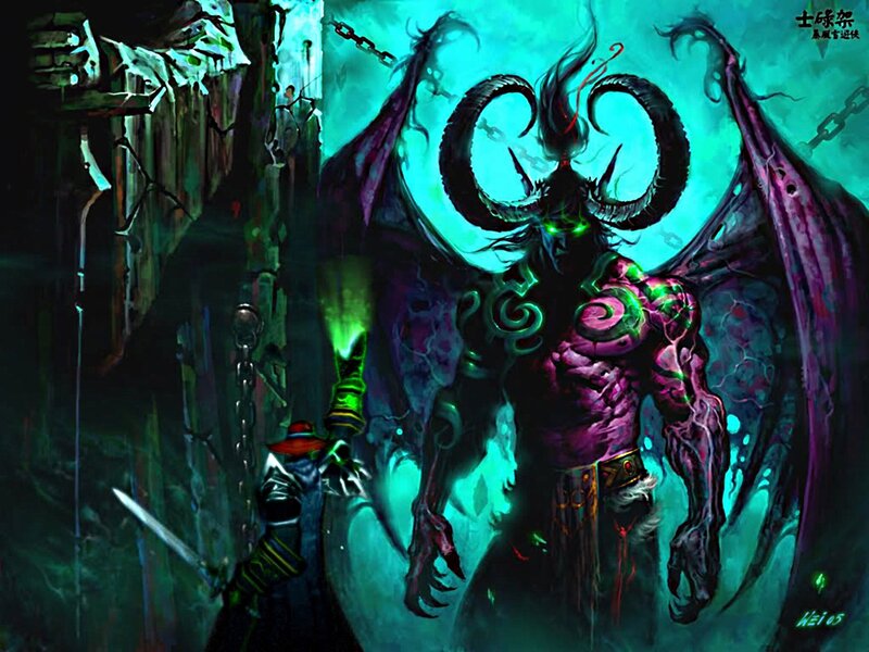 Demon with Horns and Wings — Purple, Dark, Dramatic, Night