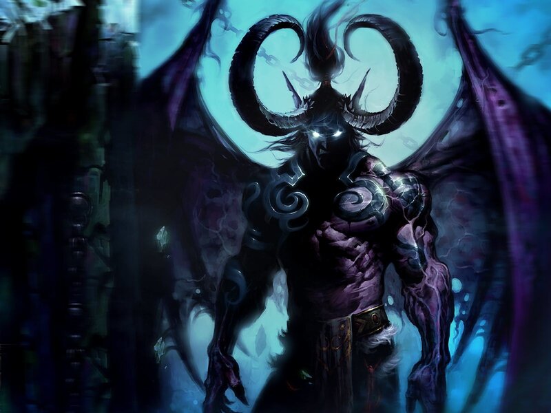 Demon with Horns and Wings — Purple, Dark, Dramatic