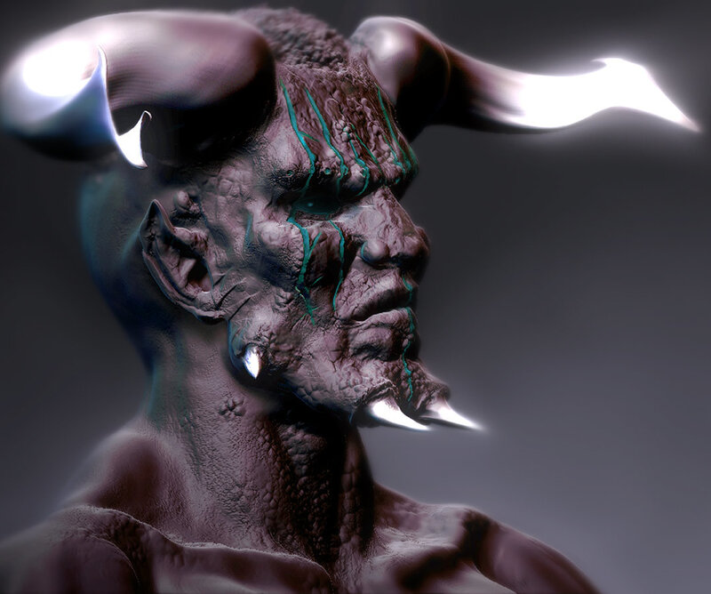 Demon with Horns — Gray