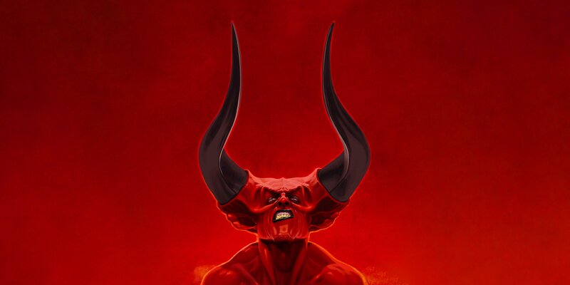 Demon with Horns — Red, Dramatic, Digital Art