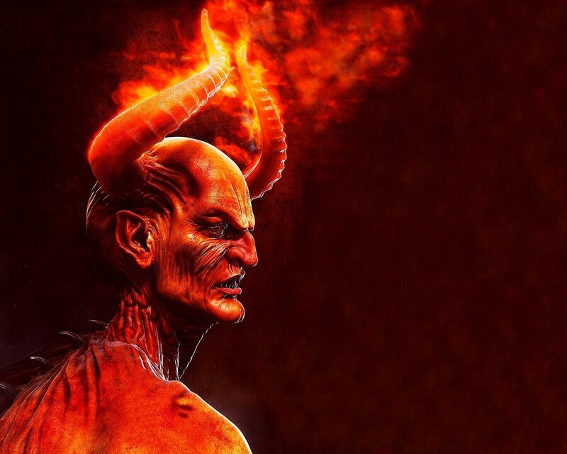 Demon with Horns — Red, Dramatic