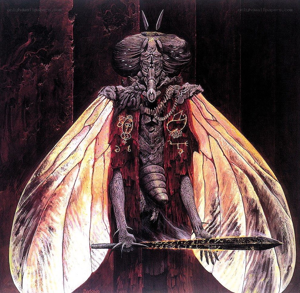 Demon with moth wings and sword