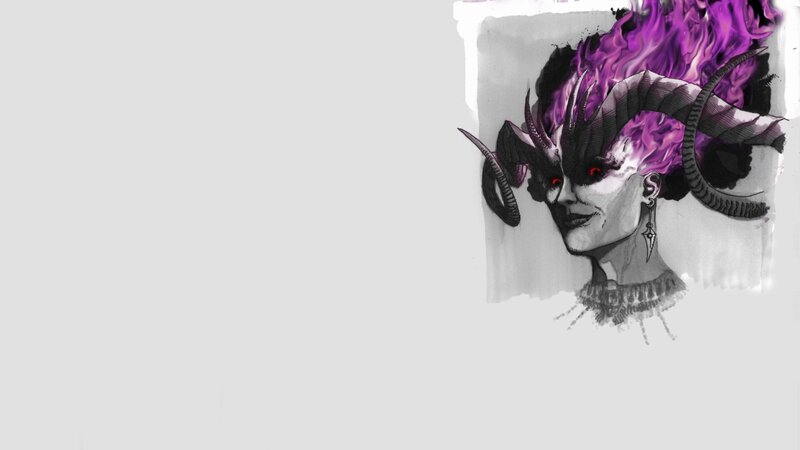 demon with purple flames