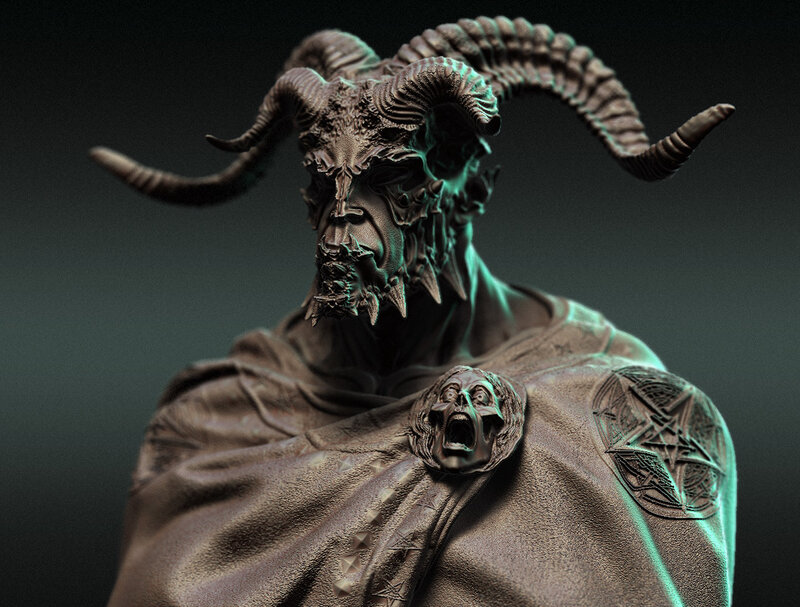 Demon with Ram Horns — Brown