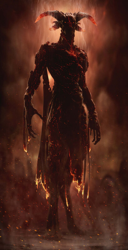 Demon with Ram Horns — Red, Dark