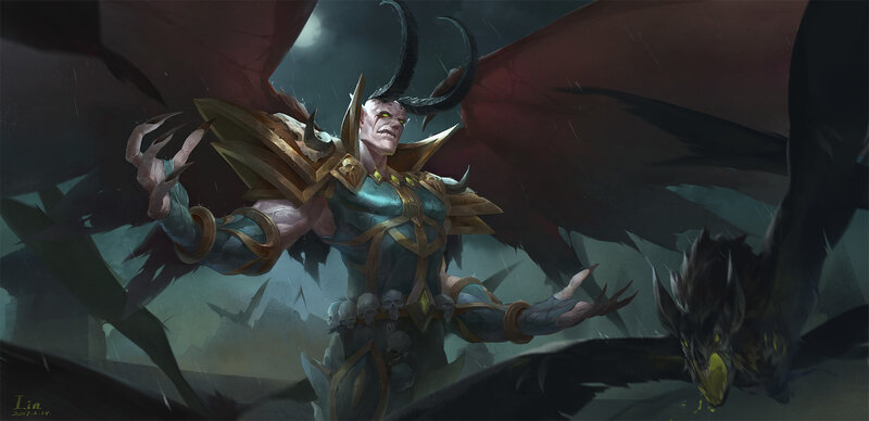 Demon with Wings and Horns — Black, Dramatic, Night