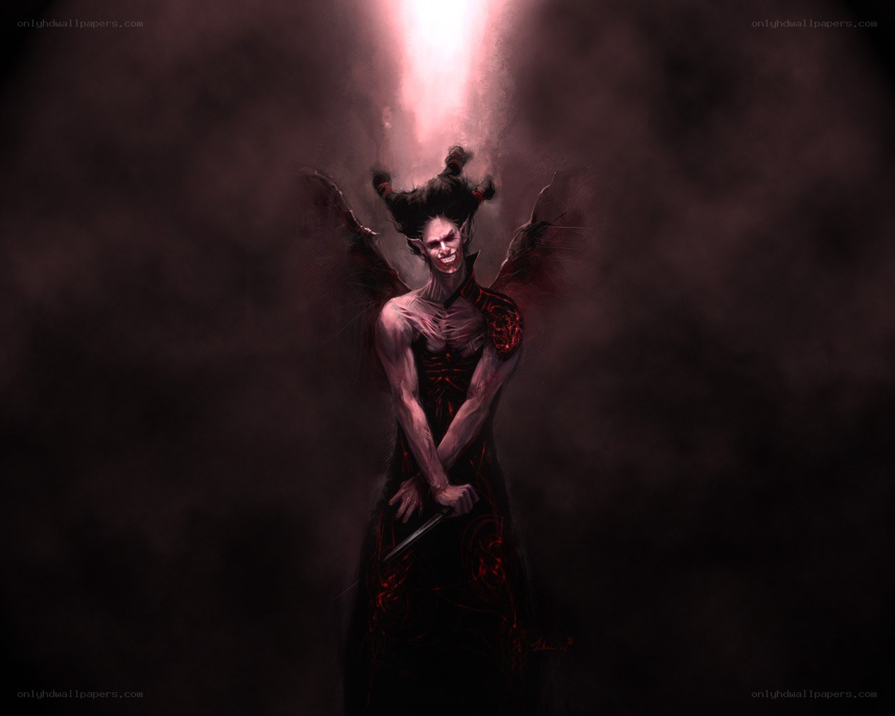 demon with wings and sword