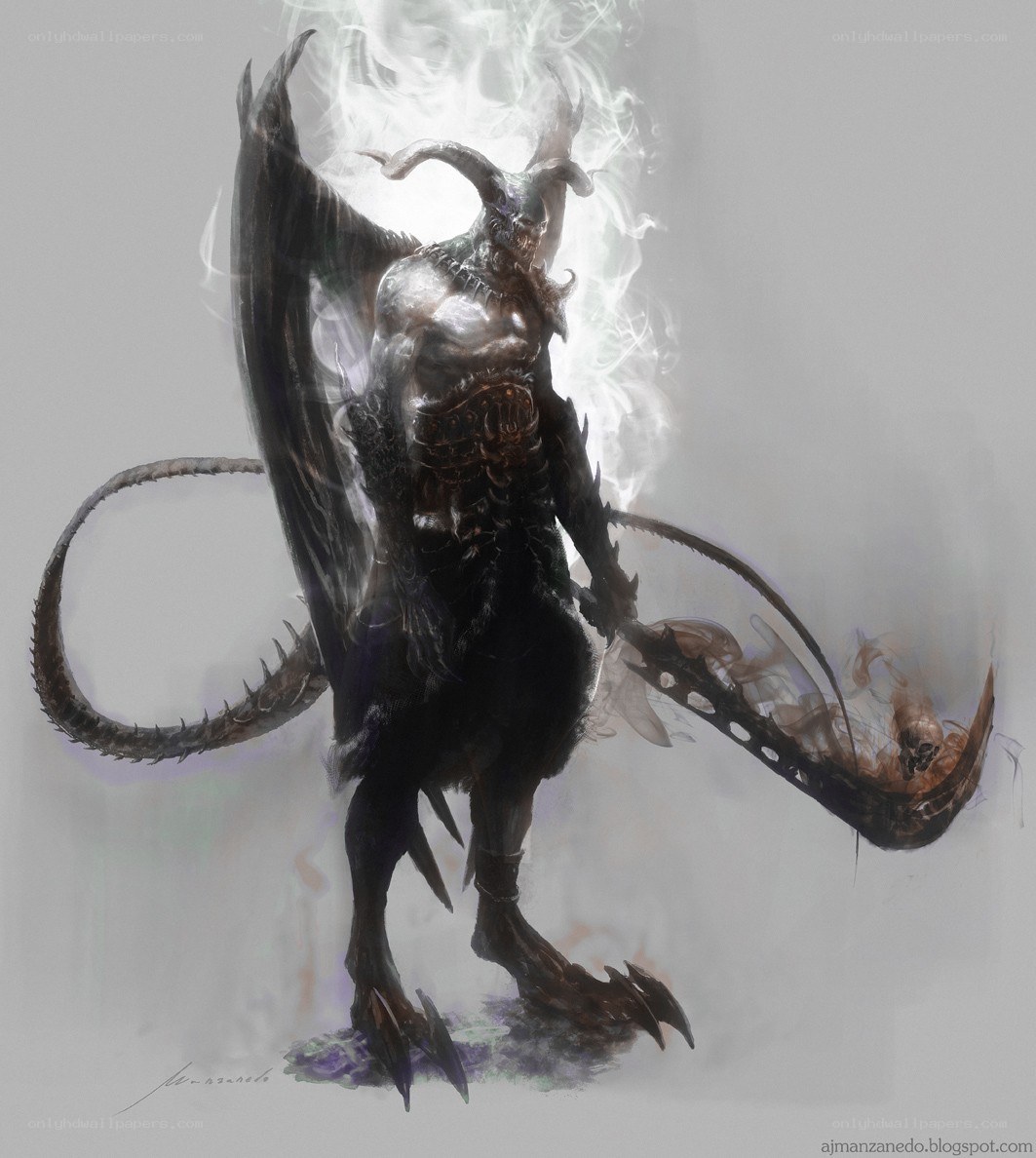 demon with wings and tail