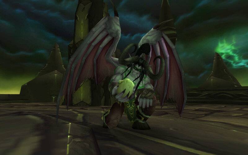 Demon with wings in a dark landscape