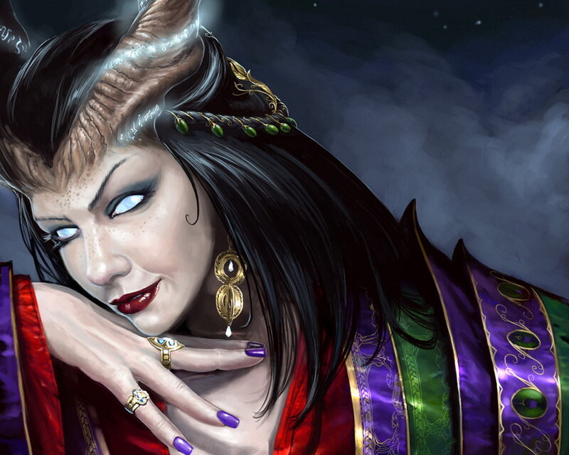 Demon Woman with Horns — Black