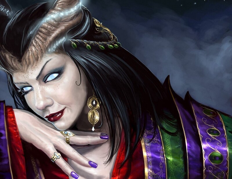 Demon Woman with Horns — Purple