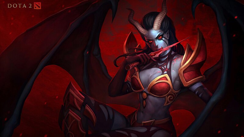 Demon Woman with Horns — Red, Dark, Dramatic