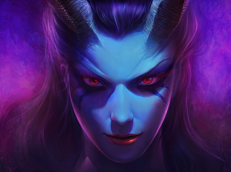 demon woman with red eyes