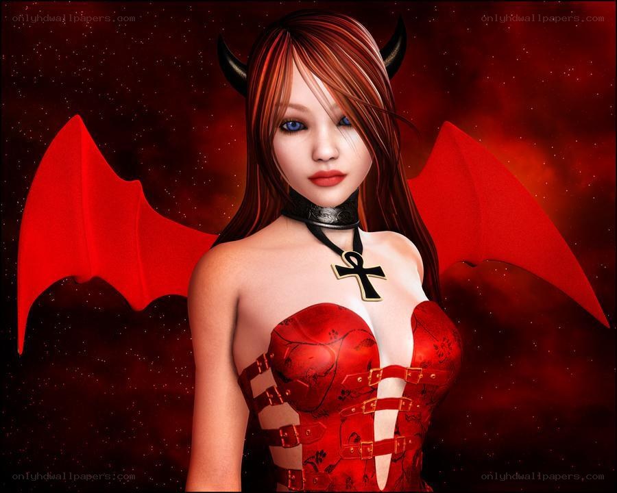demon woman with red wings