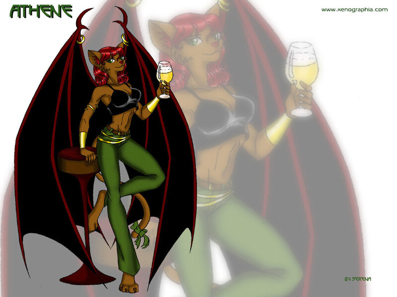 Demon woman with wine glass