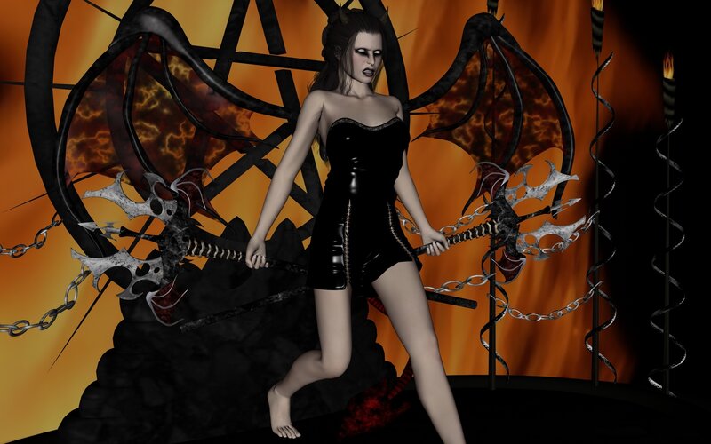 Demon Woman with Wings — Black