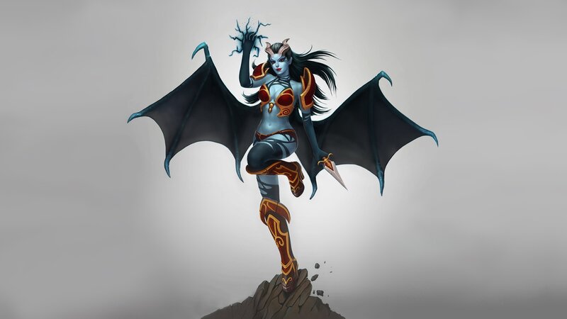 Demon Woman with Wings — Gray