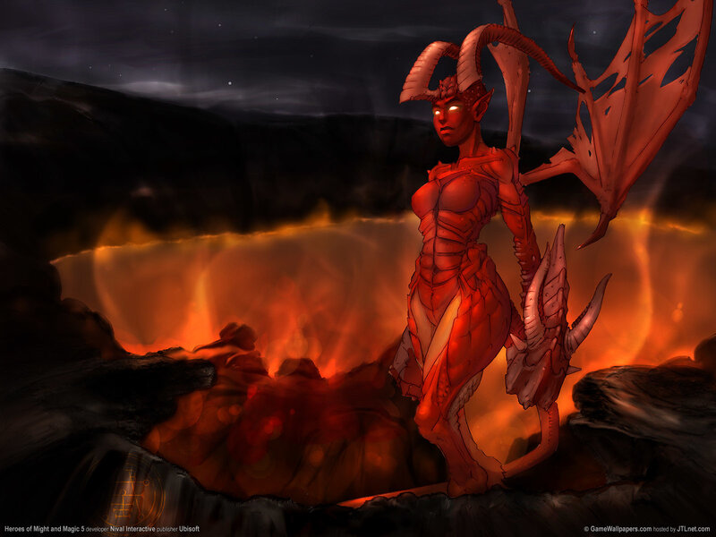 Demon Woman with Wings — Red, Dramatic