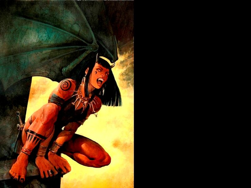 Demon Woman with Wings — Yellow