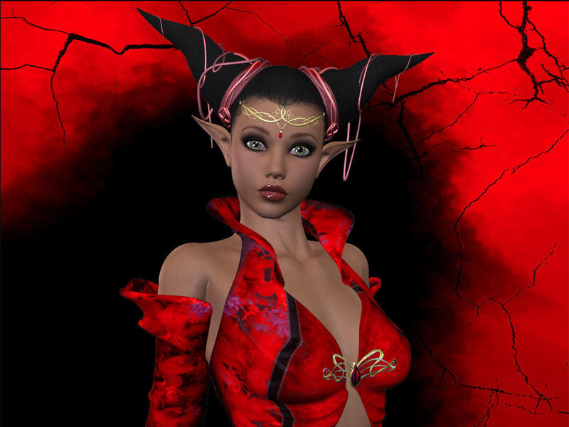 demoness in red attire