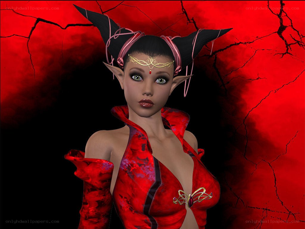 demoness in red attire