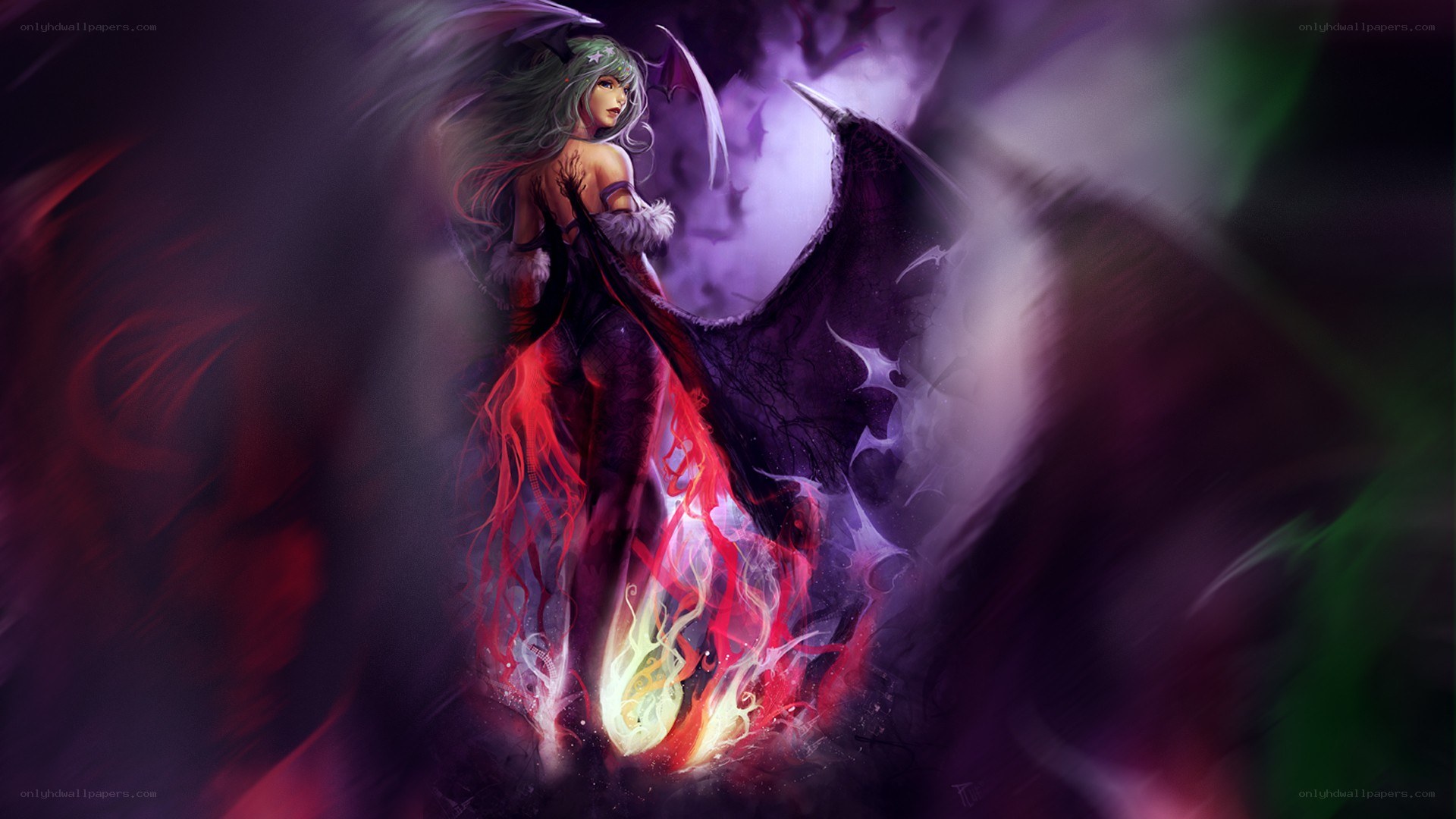 Demoness with fiery wings