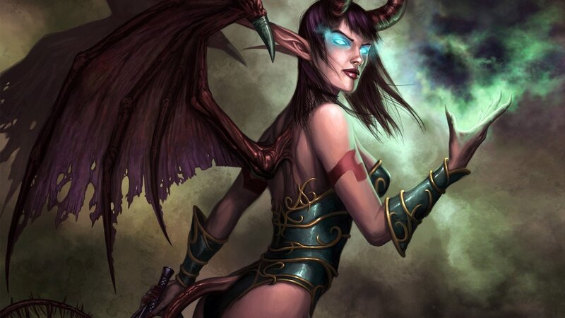 demoness with wings and magic