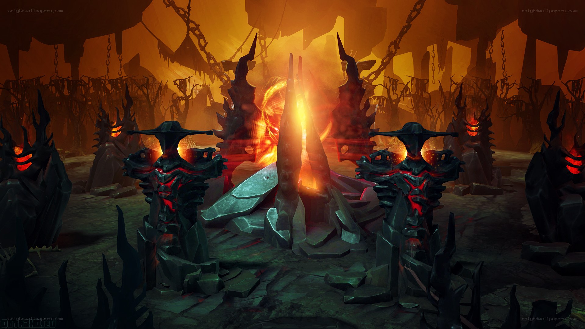 demonic altar in a hellish realm