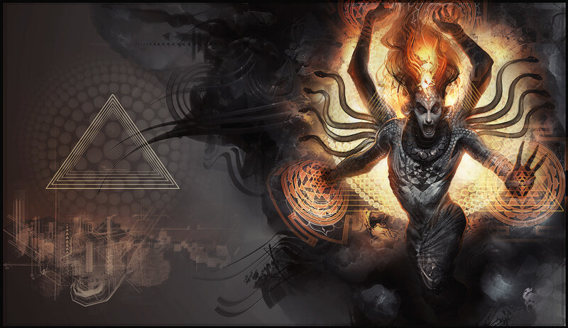 demonic entity with serpents